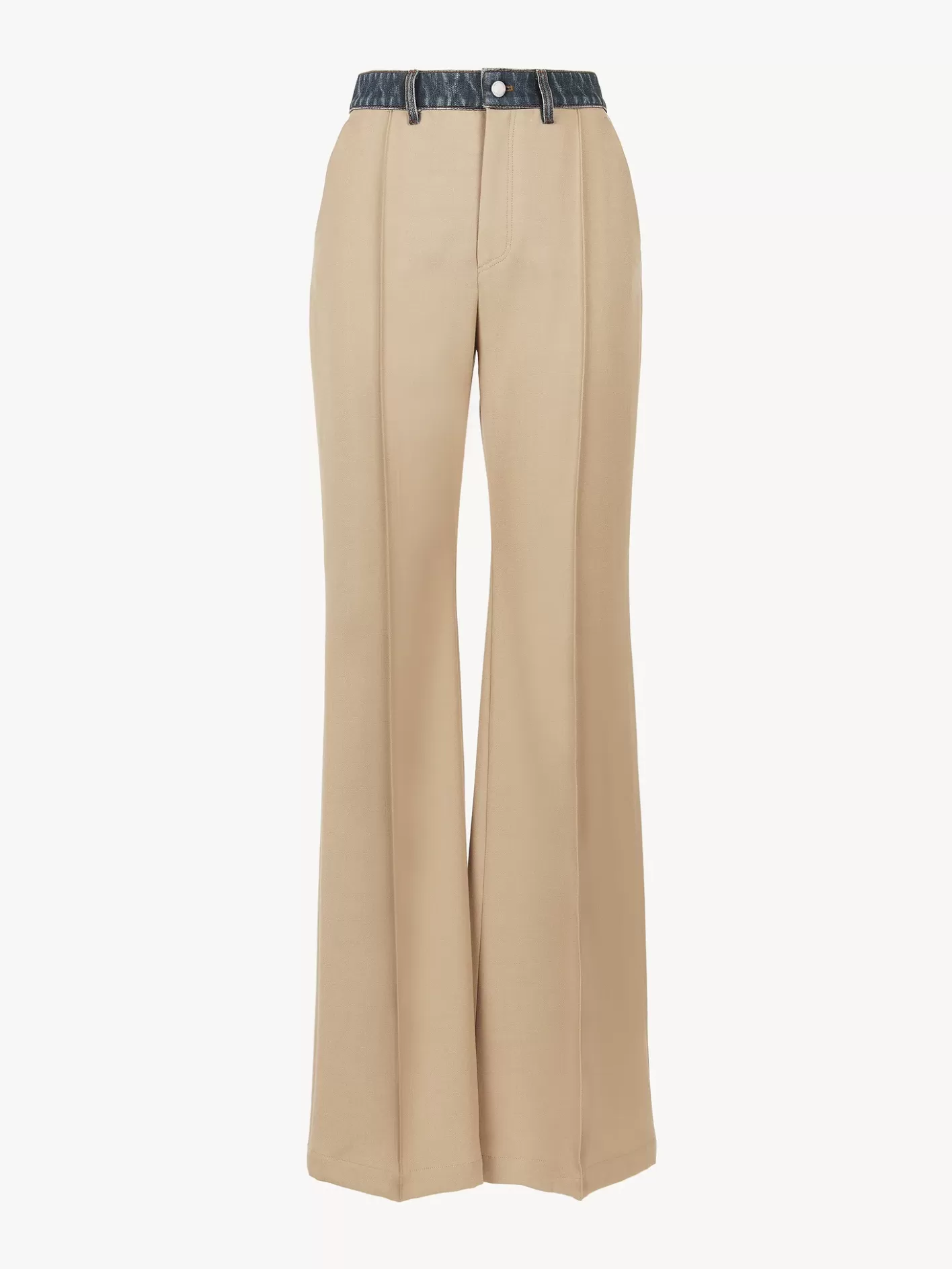 Shop Chloé Bimaterial Flared Trousers