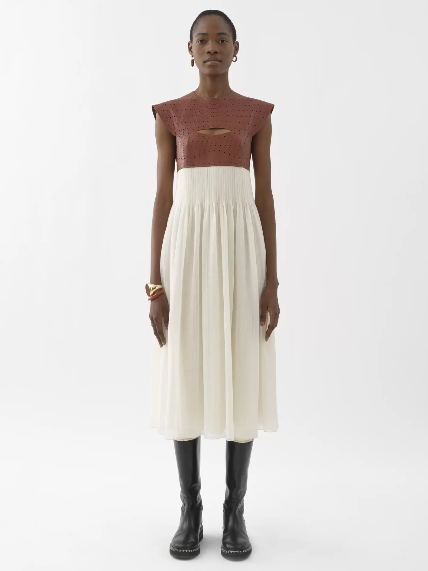 Discount Chloé Bi-Material Midi Dress