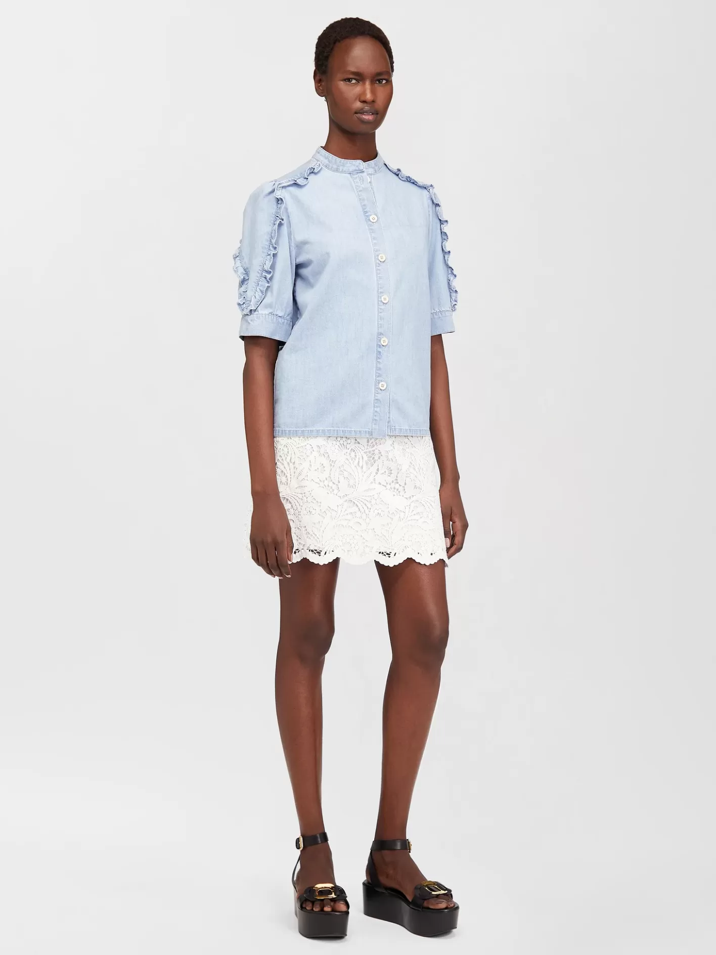 Shop Chloé Chambray Denim Top