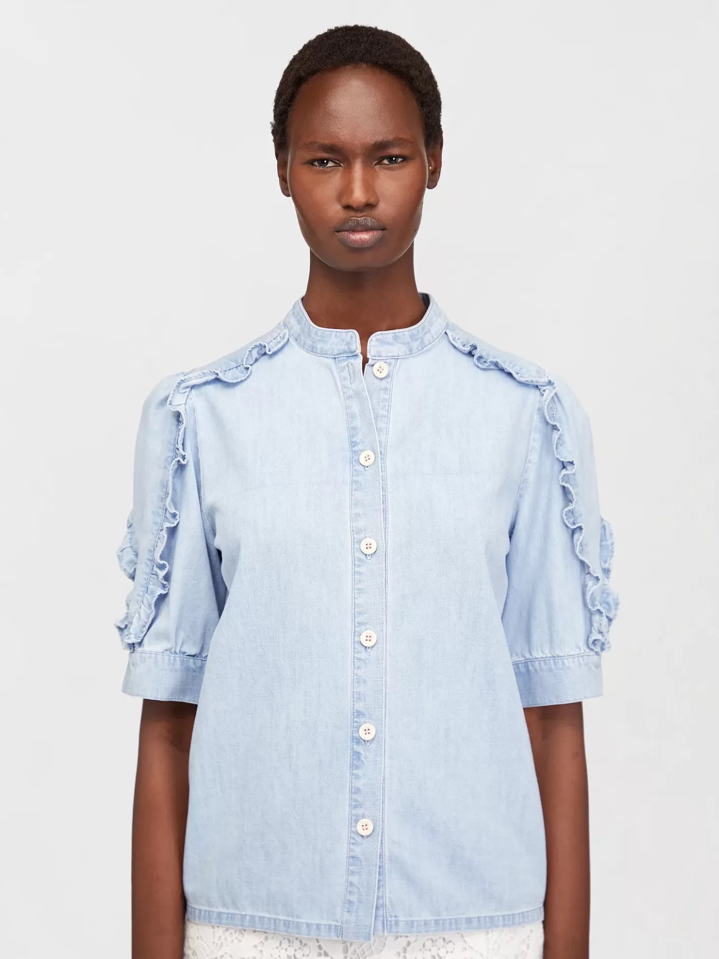 Shop Chloé Chambray Denim Top