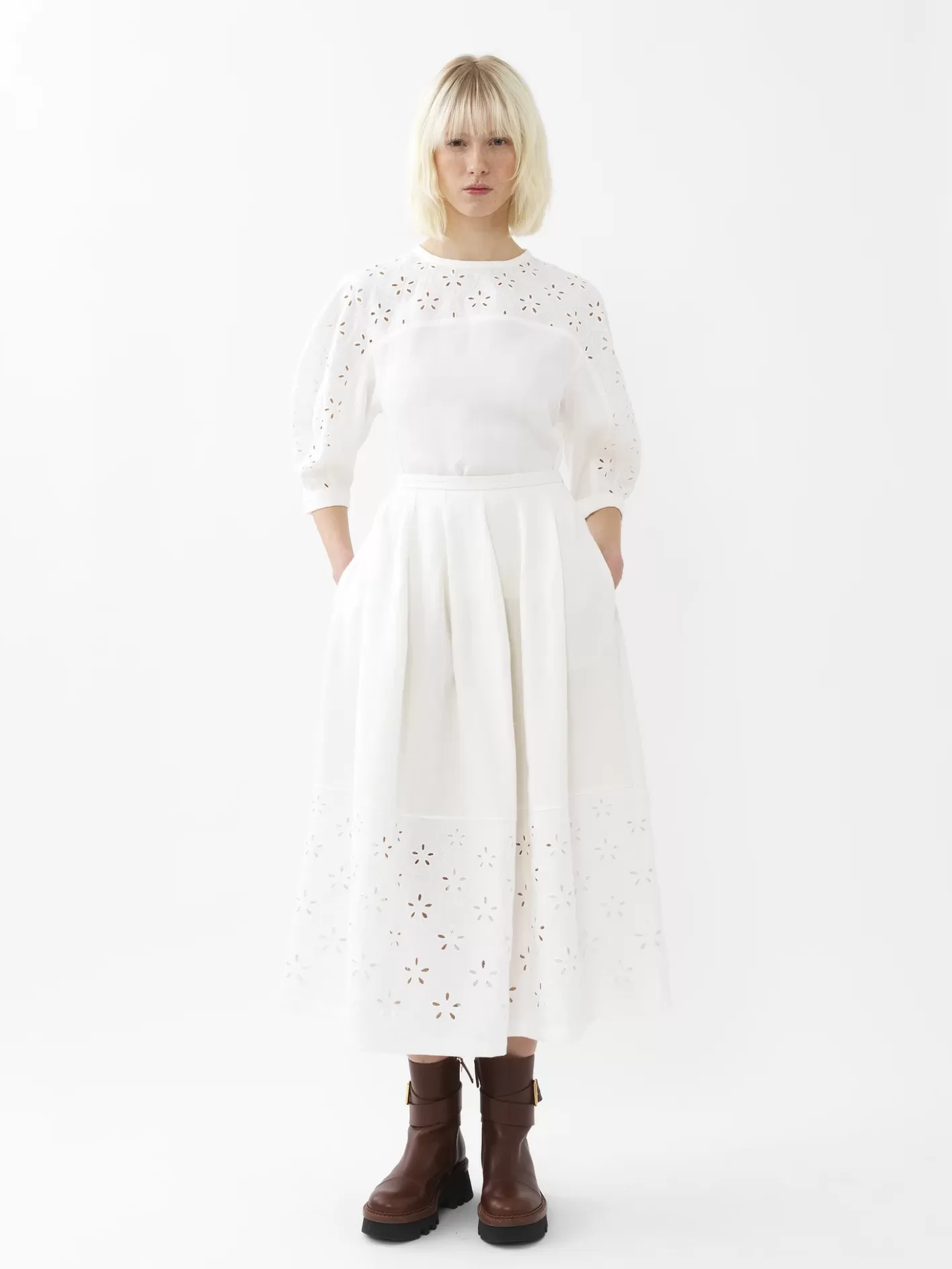 Shop Chloé Embroidered Midi Skirt