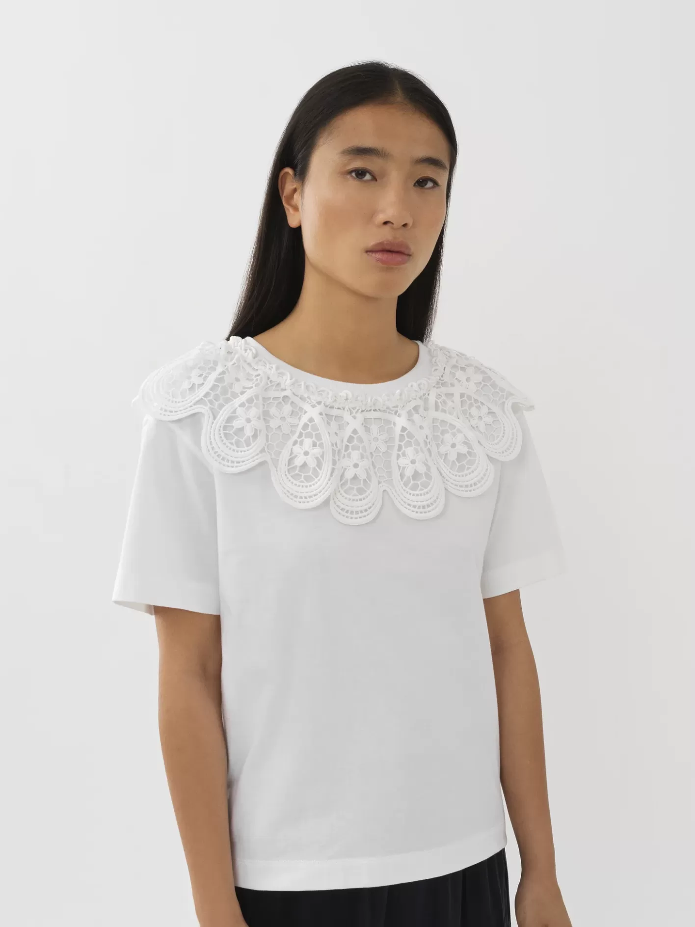 Flash Sale Chloé Lace Collar T-Shirt