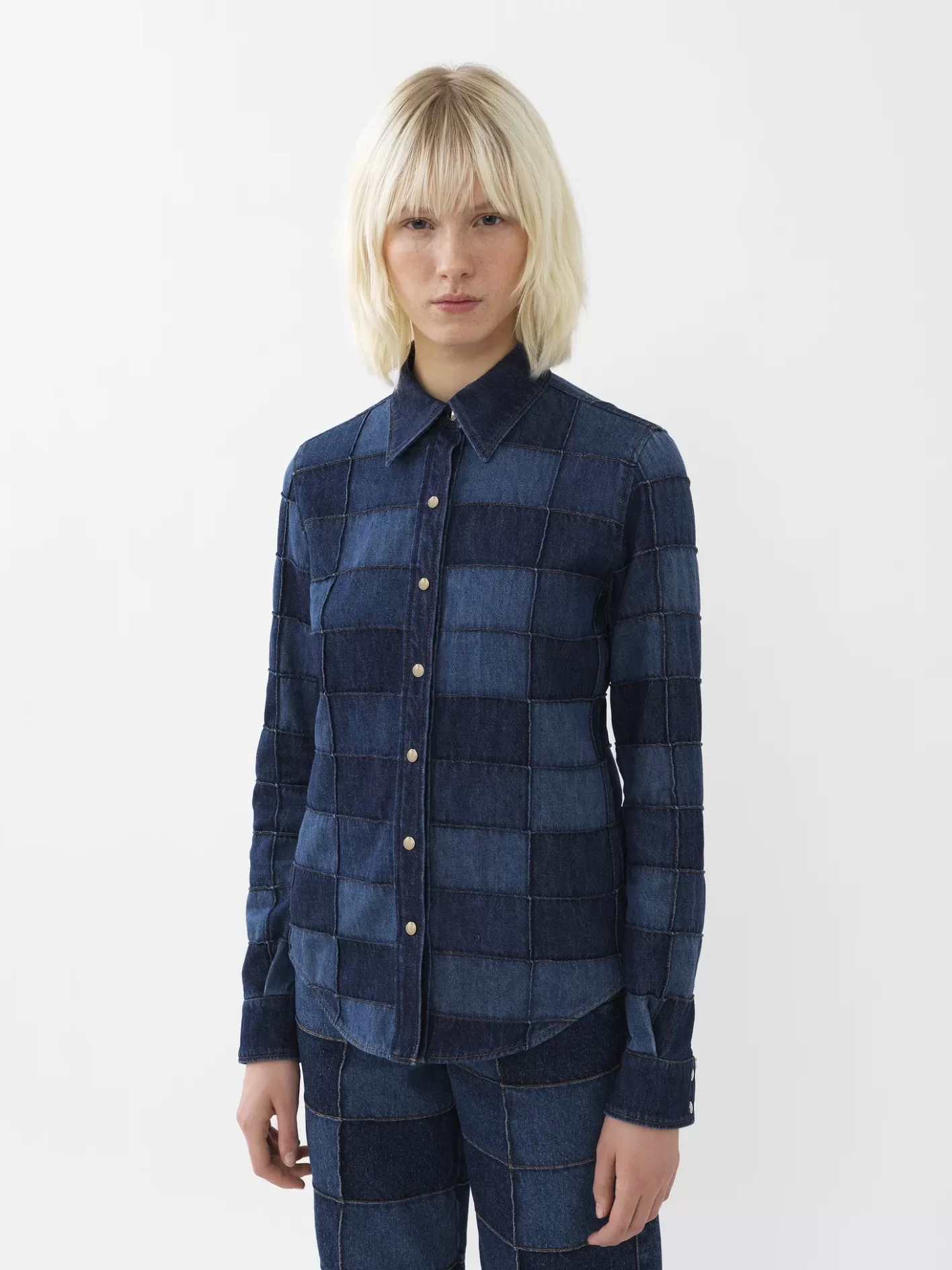 Fashion Chloé Patchwork Denim Shirt