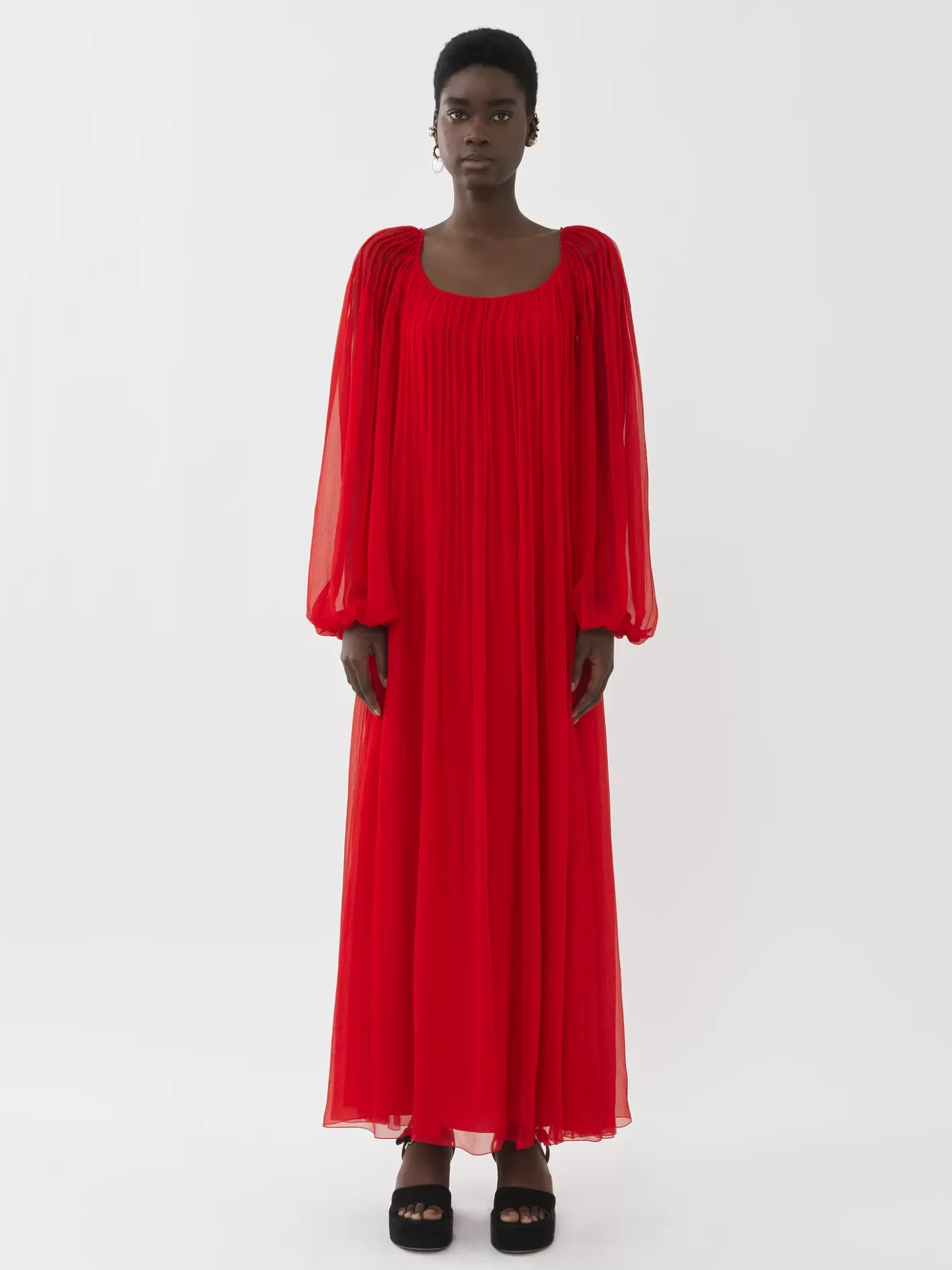 Fashion Chloé Pleated Long Sleeves Dress