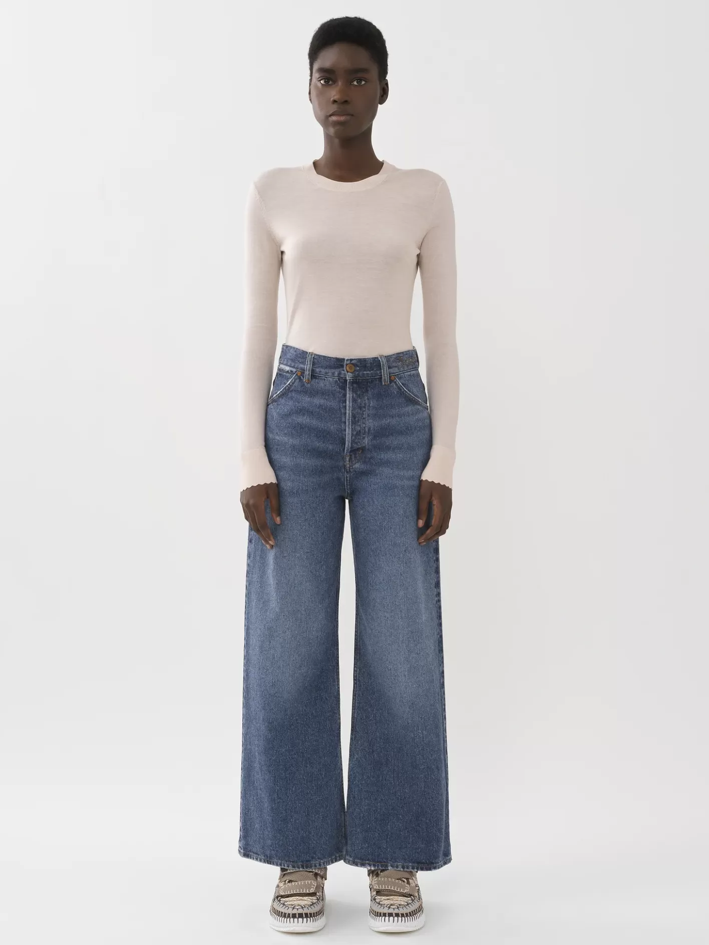 New Chloé Stromboli Wide Cropped Jeans