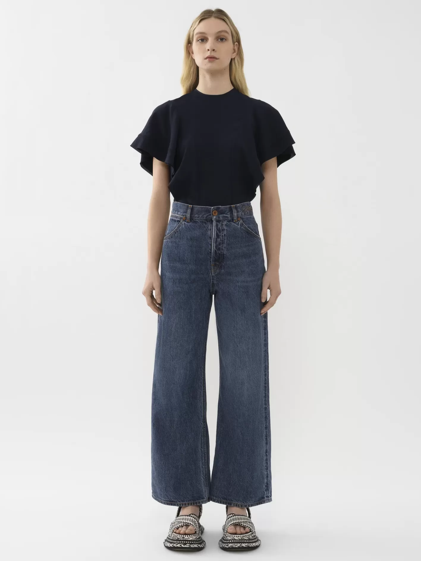 Shop Chloé Wide Cropped Jeans